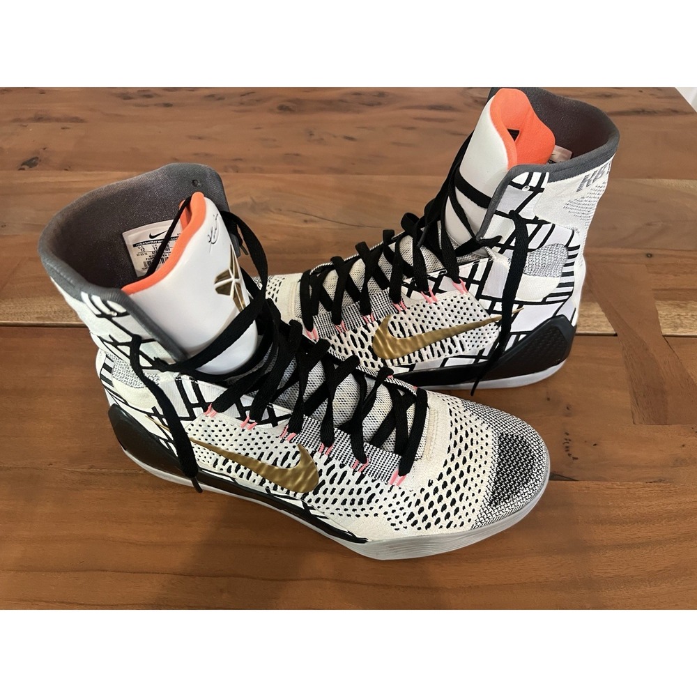 Kobe 9 Elite Fundamentals White and Gold Nike Shoes 630847-100 2013 Men's Sz 12